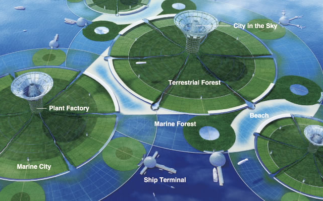 Green Float  island concept by Shimizu Corporation -- 