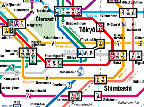 Subway map of central Tokyo -- 