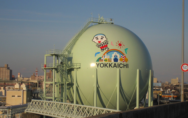 Decorated gas holder in Japan -- 