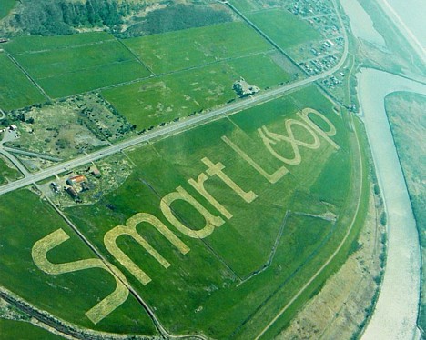 Smart Loop crop circle ad visible from space -- 
