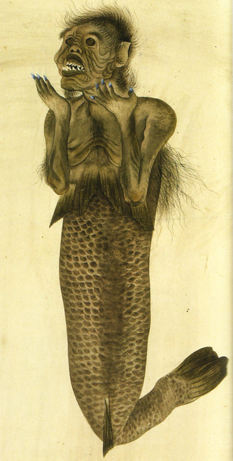 19th century mermaid drawing -- 